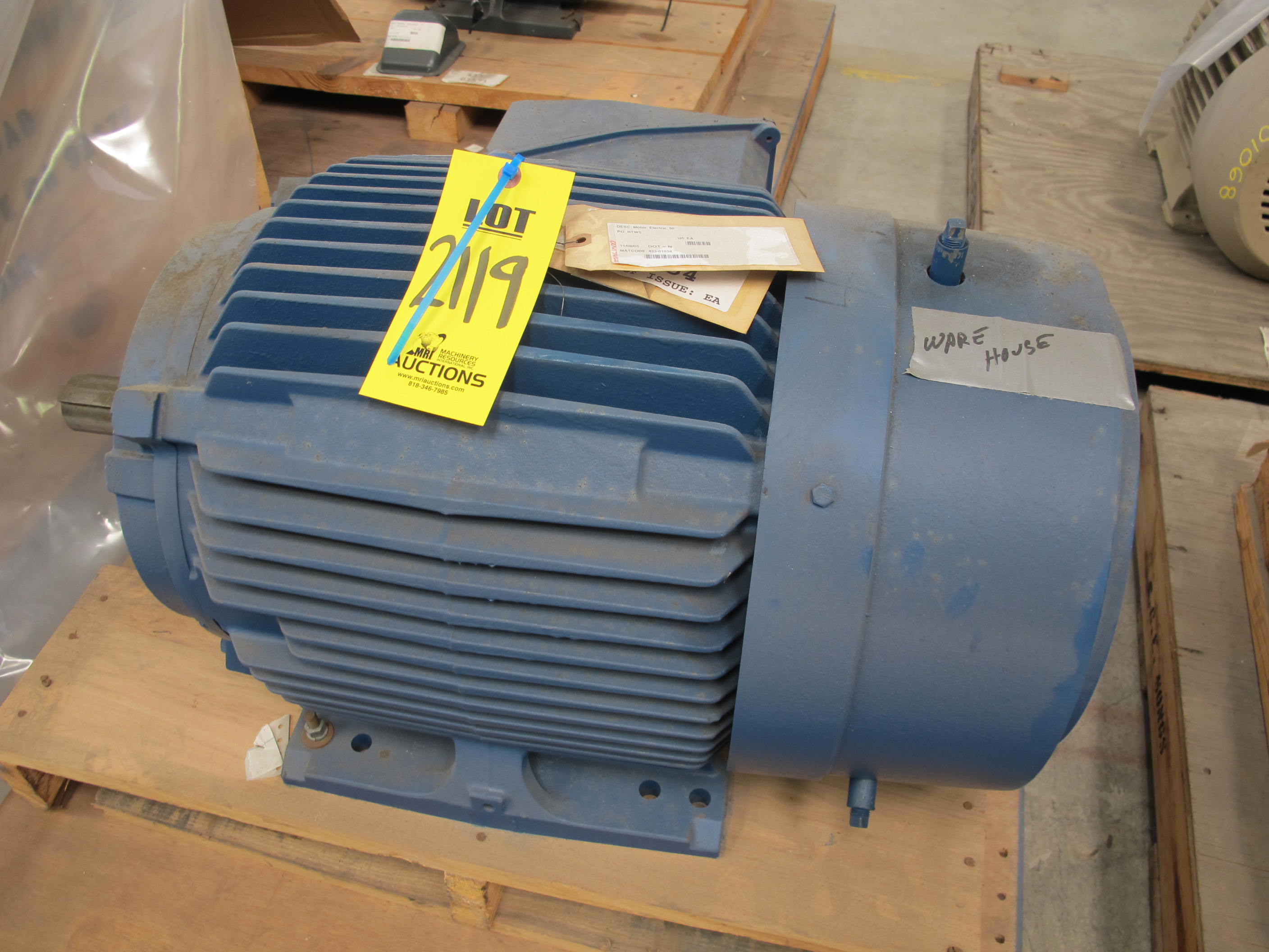 MOTOR, ELECTRIC TYPE, 50 HORSEPOWER, 460V, 3 PHASE, 60HZ ELEC RATING, 1770 RPM, 326TS FRAME, 55 AMPS, TEFC ENCLOSURE. PART # 1LA03262SP22 (W-44) LOADING & HANDLING FEE $15-